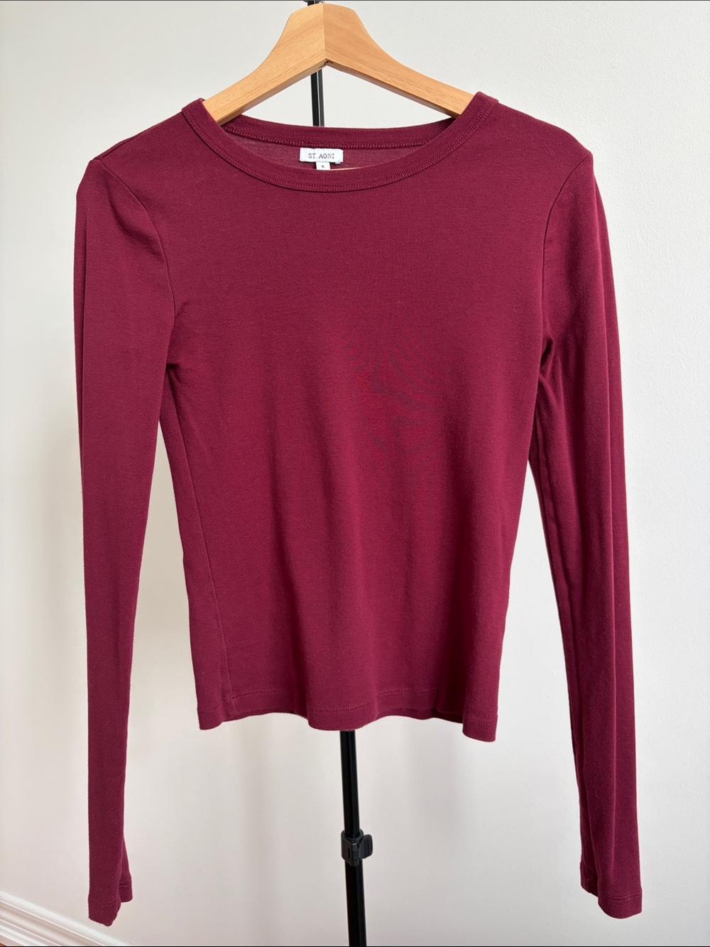 St. Agni Organic Cotton Long Sleeeve Top Burgundy Small